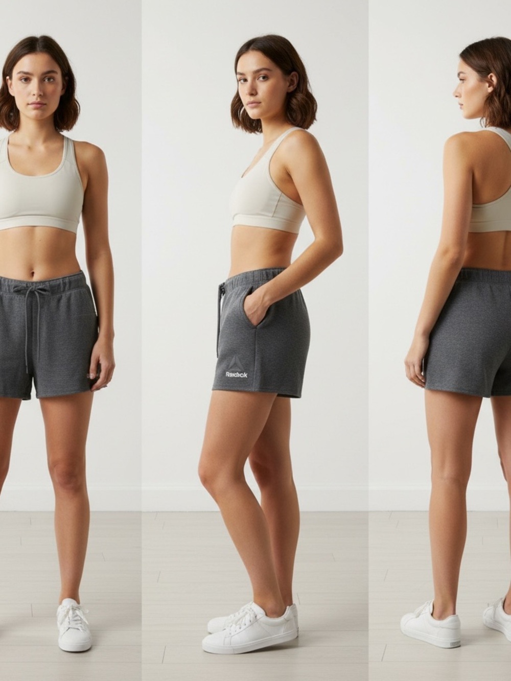 Reebok Women's Charcoal Gray Drawstring Athletic Shorts